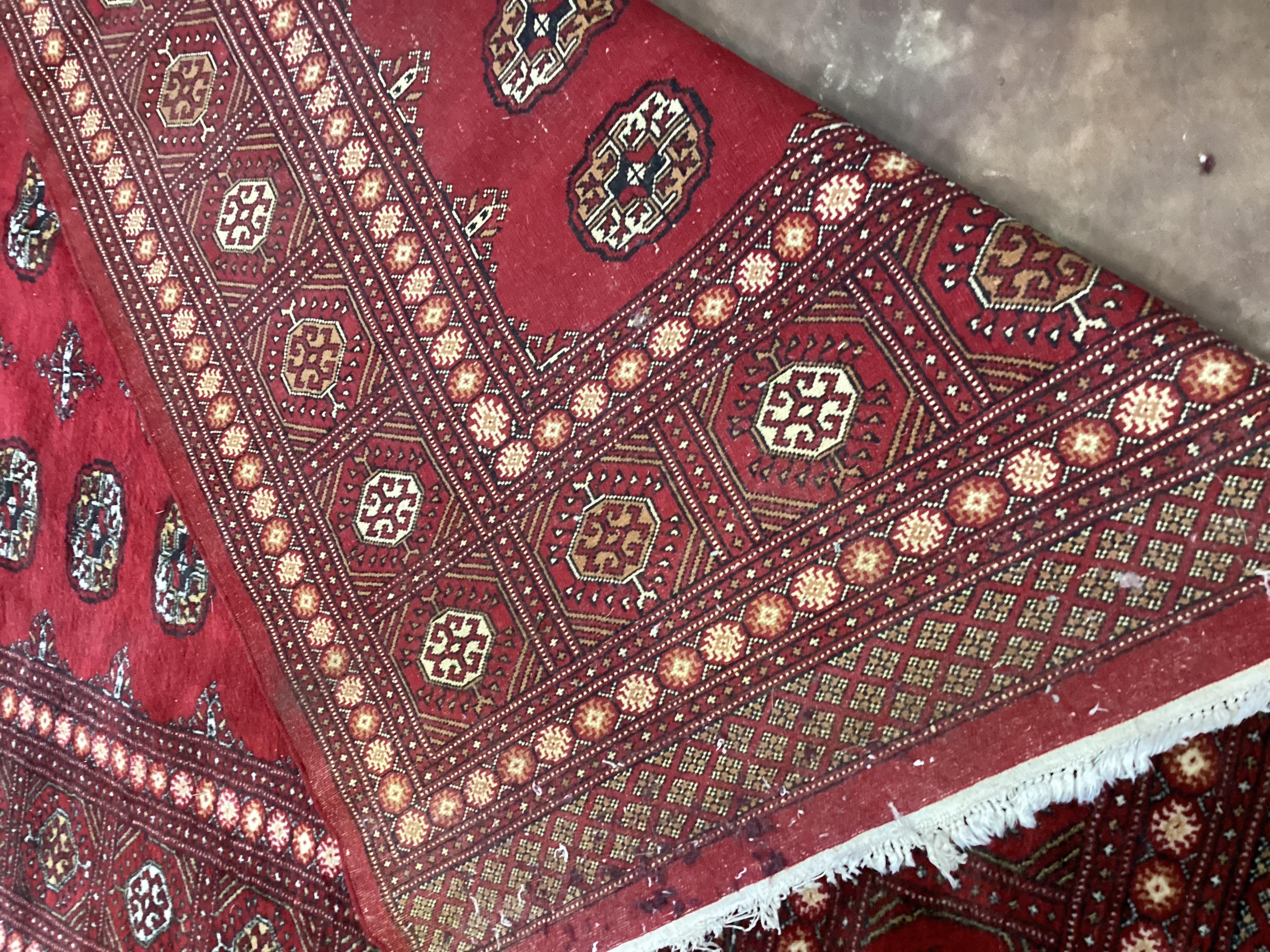 A Bokhara red ground carpet, 290 x 230cm